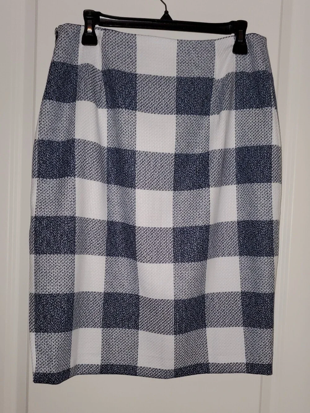 Banana Republic Navy and White Gingham Pencil Skirt